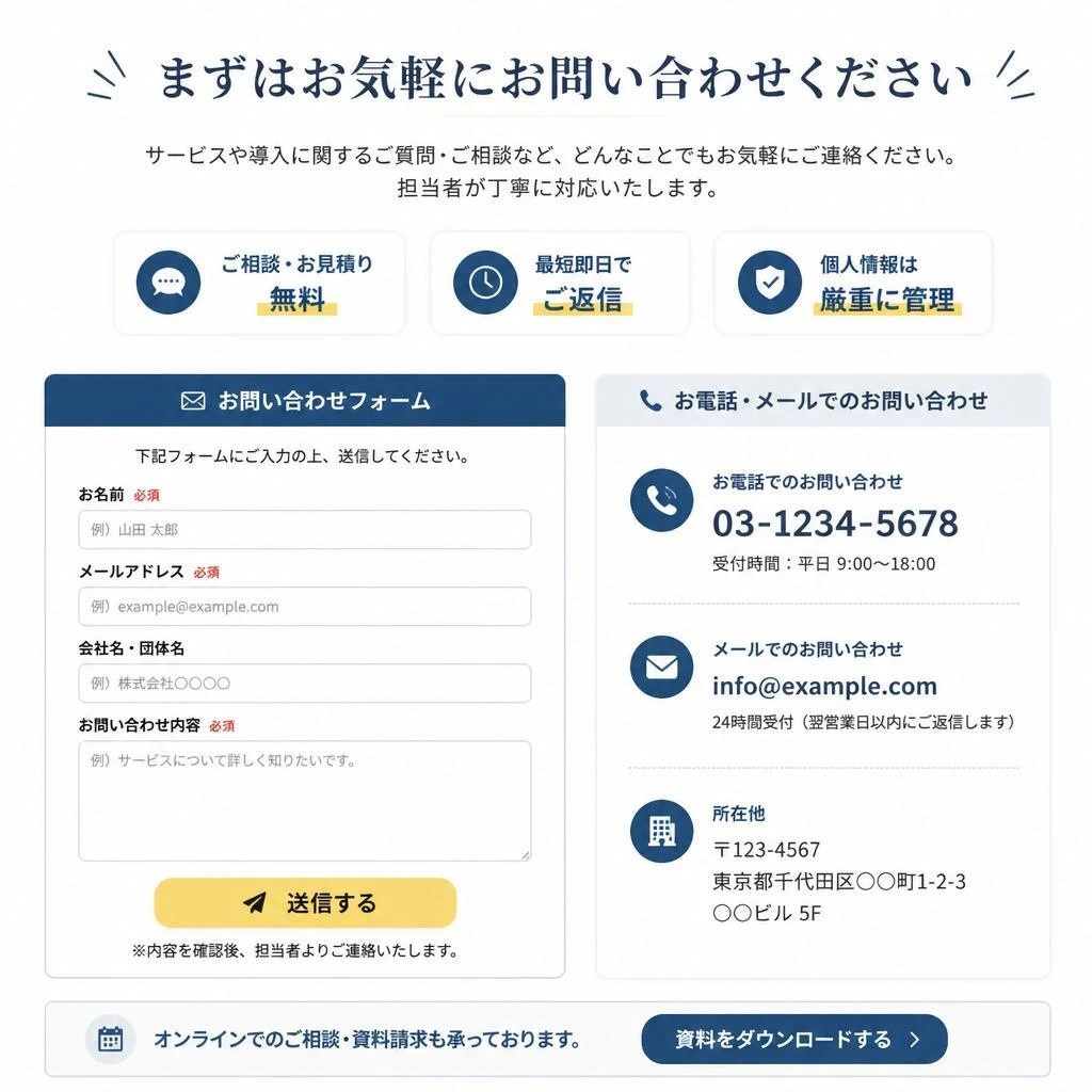 今すぐお問い合わせを！