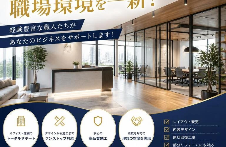 内装工事で職場環境を一新！経験豊富な職人たちがあなたのビジネスをサポートします！