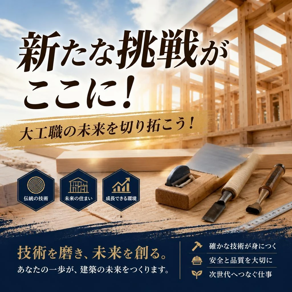 新たな挑戦がここに！大工職の未来を切り拓こう！