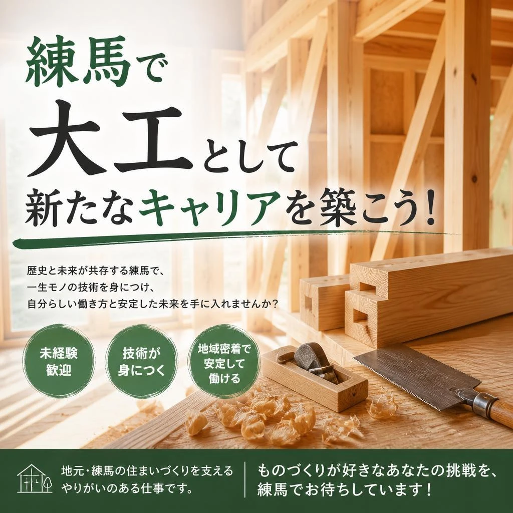 練馬で大工として新たなキャリアを築こう！