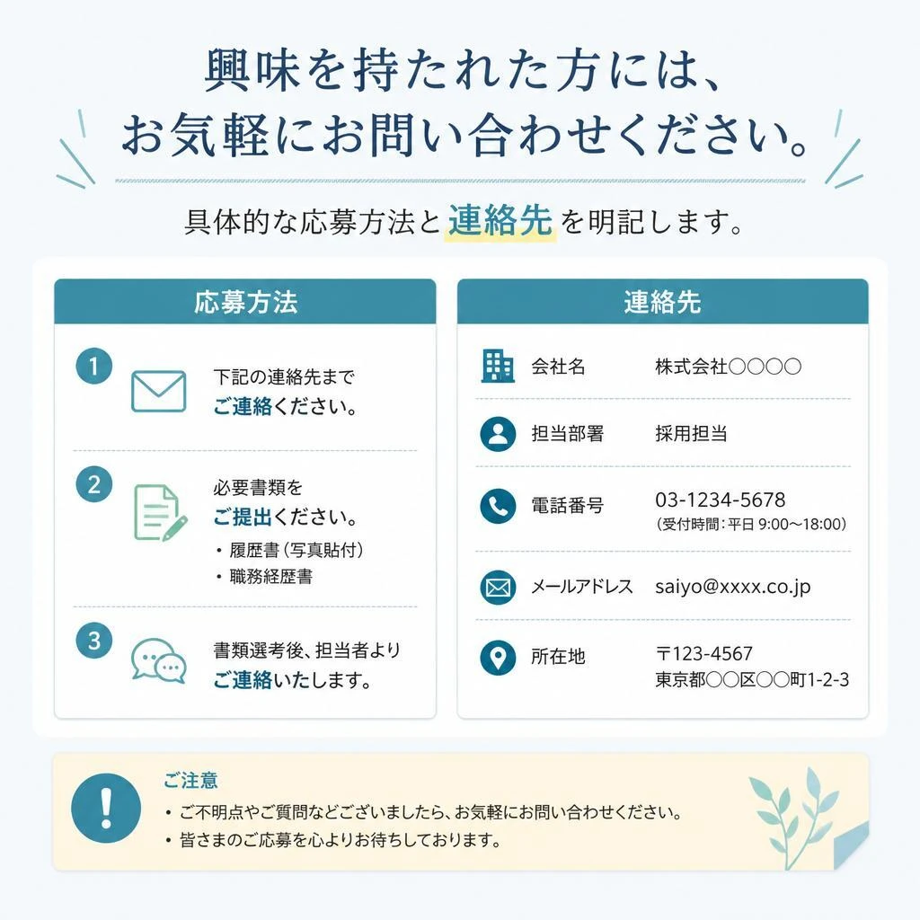 今すぐ応募・問い合わせを！